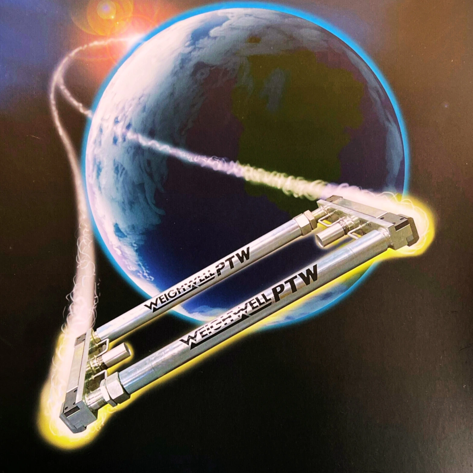 Portable Train Weigher (PTW) graphic circling around the Earth, symbolising a reliable partner you can trust Portable Train Weigher (PTW) graphic circling around the Earth, symbolising a reliable partner you can trust